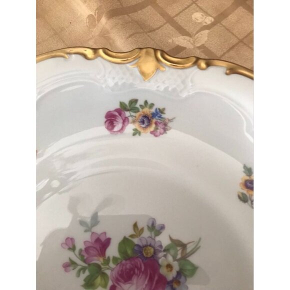 Reichenbach Fine China Floral Round Platter Plate GermanyHeavy Gold Trim 13" - Picture 7 of 11